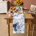 thumbnail image 4 of Booming Blue Gradient Floral Table Runner 90 Inches Long,Kitchen Dining Tablerunners Watercolor Flowers on White Linen Table Runners Dresser Scarves for Home Dinner Wedding Holiday Party Decor, 4 of 9
