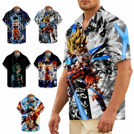 

Adult Kids Anime Button Down T-Shirts Loose Fit Clothing Apparel Up to 8XL