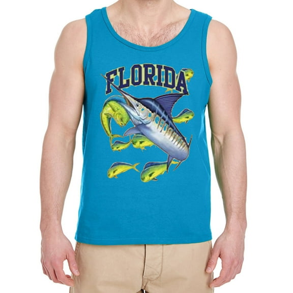 Florida Sport Fishing Mahi Marlin Sailfish Tank Tops Mens Graphic Tees Sleeveless Shirts