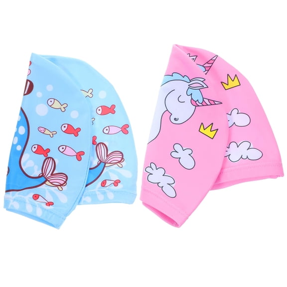 Hytrove Kids Swim Cap Polyester For Swimming And Bathing 2Pcs