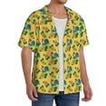 thumbnail image 2 of Balery Roosters And Sunflowers Men's Casual Button Down Shirt Short Sleeve Textured Summer Cuban Beach Shirts-XX-Large, 2 of 7