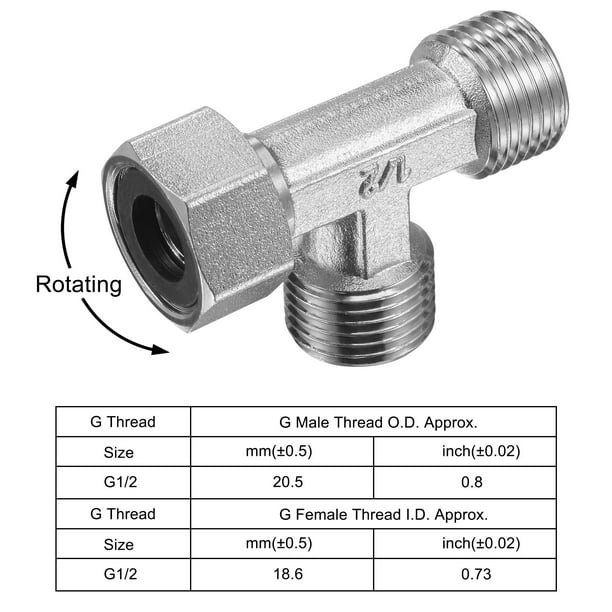 Uxcell G1/2 1 Female to 2 Male 3 Ways Swivel Nut Tee Pipe Fitting, Nickel-Plated  Copper 