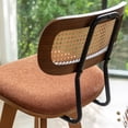 thumbnail image 4 of FOWEOAIU Bar Stools with Cane Back Fabric Upholstered Swivel 26" Counter Stool for Bar Kitchen Island Bistro , Orange (Set Of 2), 4 of 9