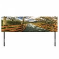 thumbnail image 3 of Countryside Headboard, Wooden Boardwalk in Forest Wilderness Getaway Footpath Summertime Hike, Upholstered Decorative Metal Bed Headboard with Memory Foam, King Size, Orange Green Brown, by Ambesonne, 3 of 4