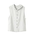 thumbnail image 3 of Bcfgryg Summer Men's Casual Sleeveless Hooded Shirt Linen Hooded Solid Color Breathable And Loose Top Lightweight Men's Jacket For Hiking White XXXL, 3 of 3
