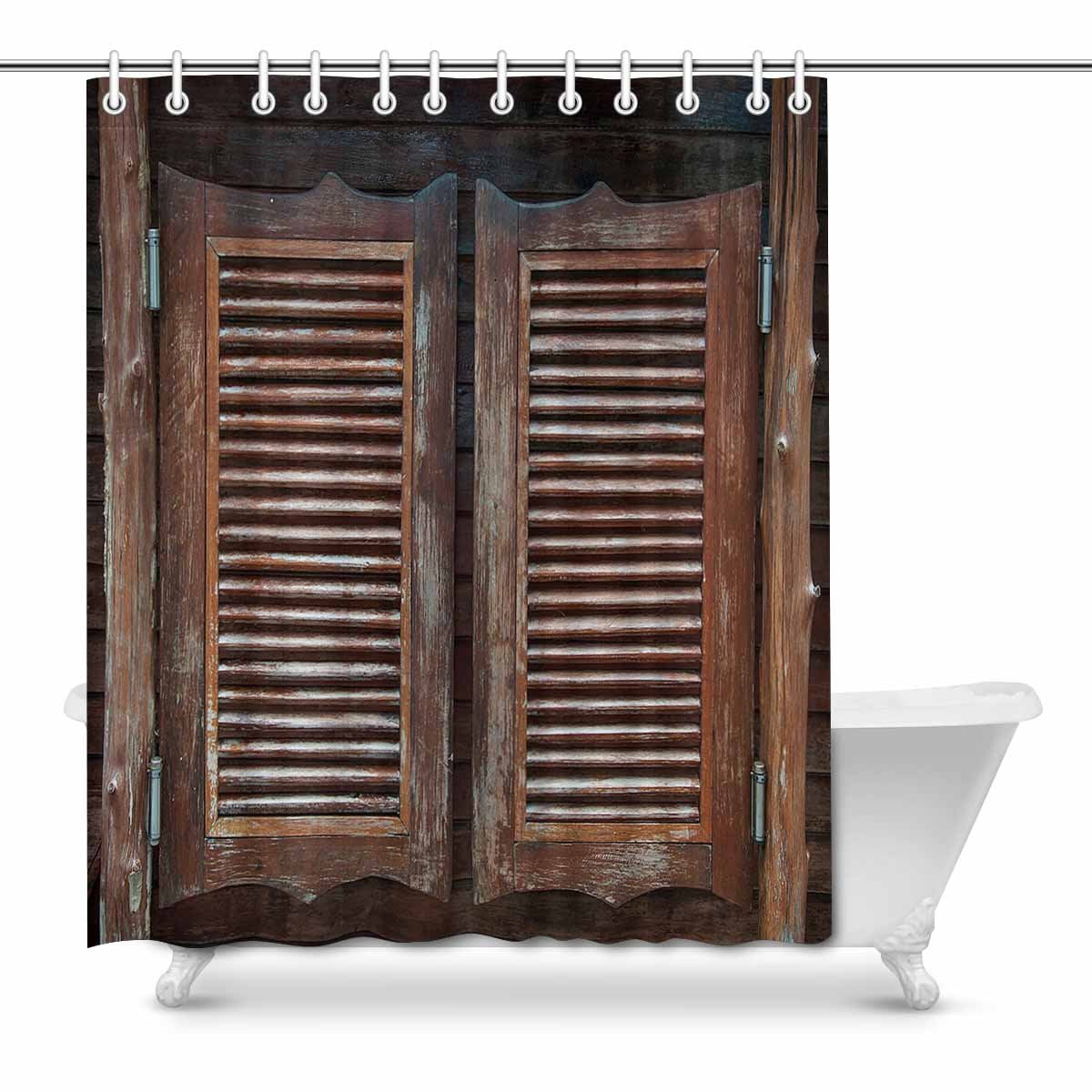 Western Cowboy Bar Shower Curtain Hooks Set Bathroom Waterproof Fabric 72 Inches 