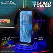MrBeast Gaming Headphone Stand, RGB Light Display with Infinity Mirror Effect and Logo, Universal Headset Holder; USB Powered