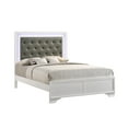 thumbnail image 2 of Transitional Style Frost Finish 4pc Queen Size Bedroom Set Bed Dresser Mirror Nightstand White LED Light Upholstery Headboard, 2 of 5
