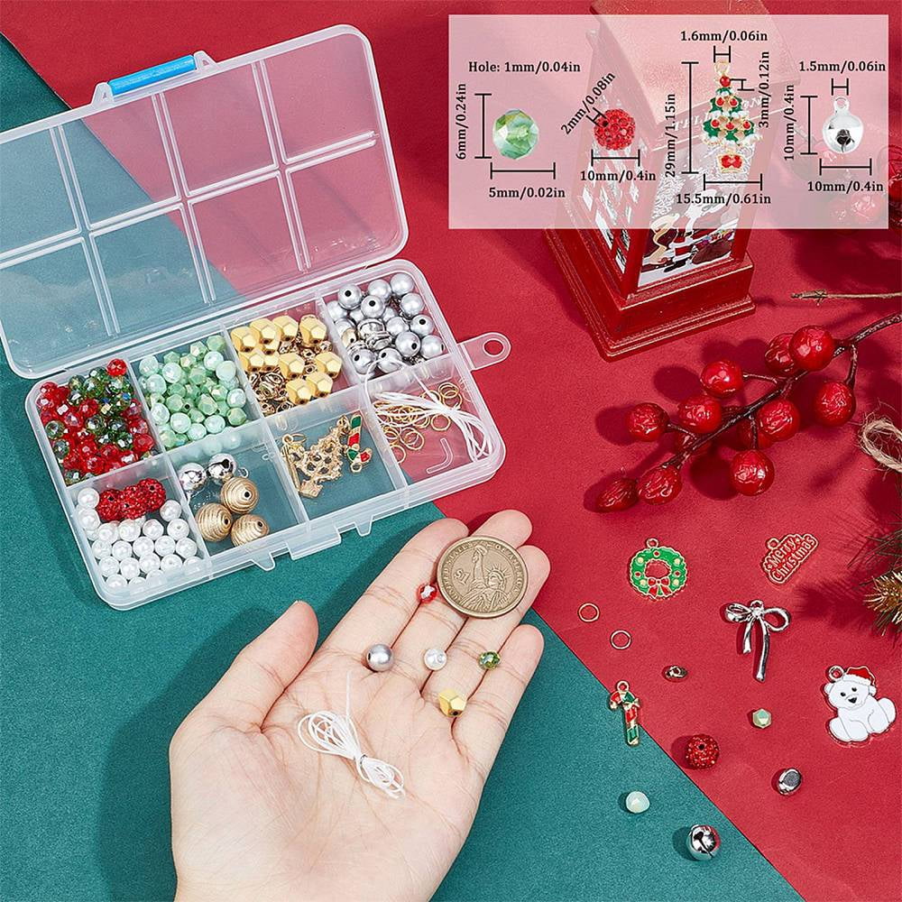 DIY Christmas Bracelet Making Kit Including Rondelle Oval Strawberry CCB Plastic Polymer Clay Rhinestone Glass BeadsMixed Color 275Pcs/box