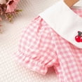 thumbnail image 4 of newwalpole Girls Summer Casual Embroidery Smocked Dresses Kid Child Elegant Plaid Family Party Smock Clothes Pink for Size 4-5 Years, 4 of 9