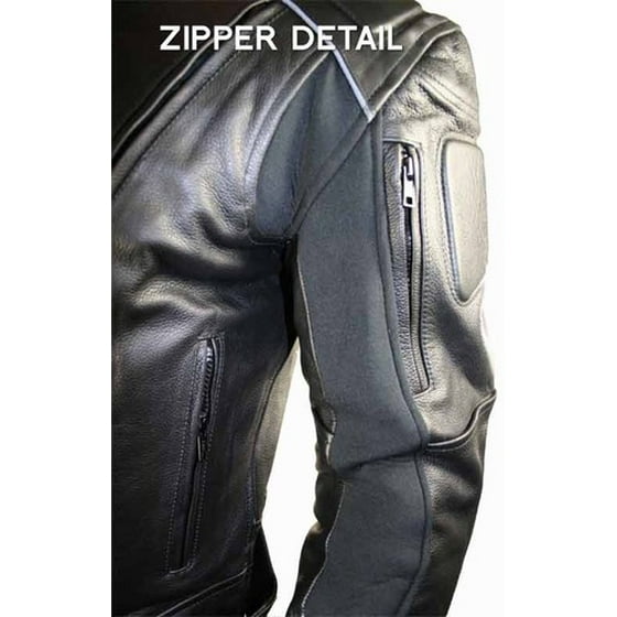 Xelement B9119 Mens Black Armored Leather Motorcycle Jacket