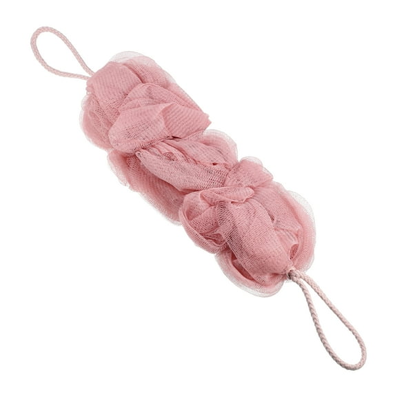 Unique Bargains 1 Pc Bath Shower Loofah Sponge Body Puffs for Bathroom Shower 11.42"x4.72"x2.36" Pink