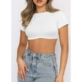 thumbnail image 4 of Vafful Womens Crop Tops Crewneck Y2K Summer T-Shirt Basic Short Sleeve Fitted Knit Ribbed Casual Blouse Cute Tee Shirt S-L, 4 of 7