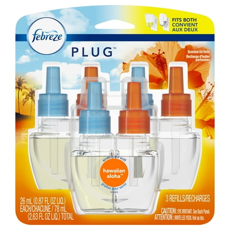 Febreze Plug Air Freshener Scented Oil Refill, Hawaiian Aloha, 3 count