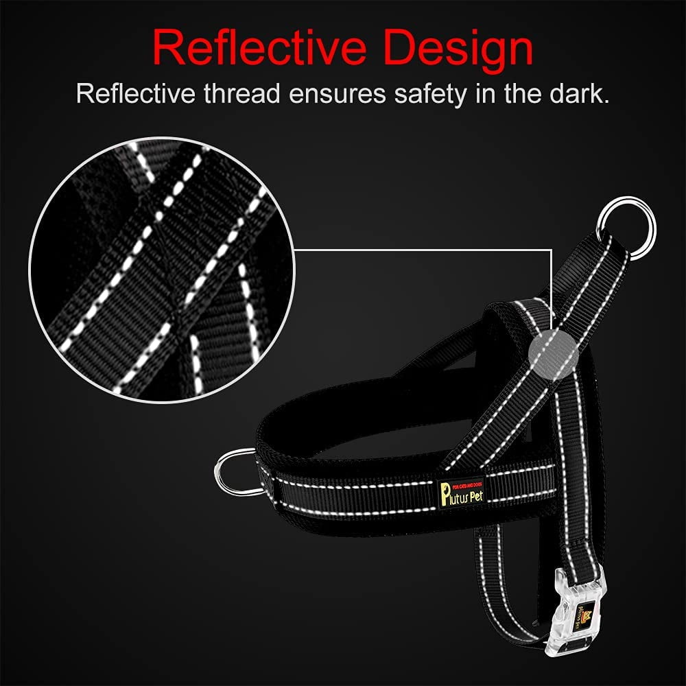 Plutus Pet No Pull Dog Harness with Breathable Mesh Padded, Adjustable Reflective Escape Proof Dog Harness, Quick Fit Dog Vest Harness for Small Medium Large Dogs(XS, Black)