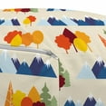 thumbnail image 3 of Landscape Pouf Cover with Zipper, Repeated Pattern of Snowy Mountain Ranges and Trees in Autumn Season, Soft Decorative Fabric Unstuffed Case, 30" W X 17.3" L, Eggshell and Multicolor, by Ambesonne, 3 of 5