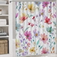 thumbnail image 5 of Spring Boho Wildflower Shower Curtain Sets 4 Piece with Non-Slip Rugs Toilet Lid Cover And Bath Mat Watercolor Style Colorful Flowers Durable And Waterproof for Bathroom Decor Sets, 5 of 8