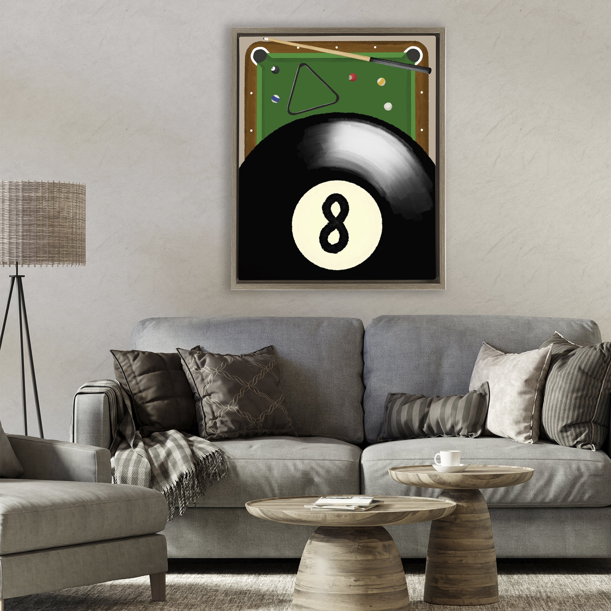 Stupell Industries Billiard Table & Balls Brown Framed Floater Canvas Wall Art, design by Jennifer Stith