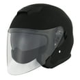 thumbnail image 2 of 1STORM MOTORCYCLE OPEN FACE HELMET SCOOTER CLASSICAL KNIGHT BIKE DUAL LENS/SUN VISOR HJK526 Matt Black, 2 of 7