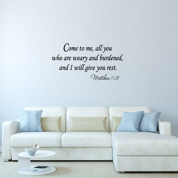 VWAQ Come to Me All You Who Are Weary and Burdened and I Will Give You Rest Matthew 11:28 Christian Wall Decals Bible Scripture Lettering Vinyl Wall Art Quotes Scripture Stickers