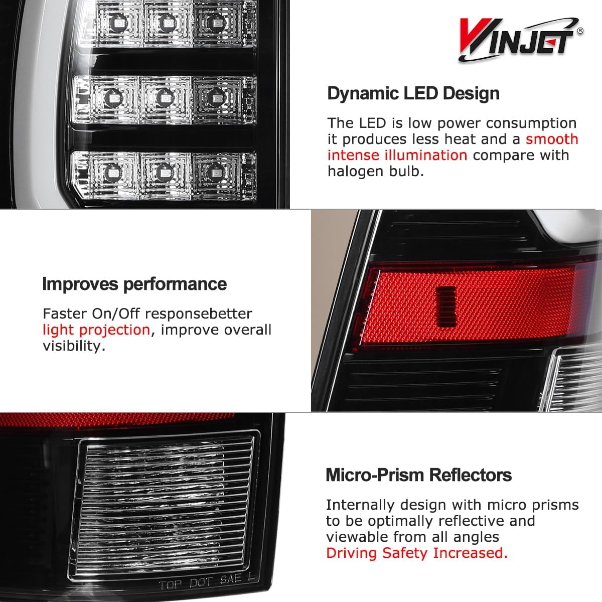 Winjet LED Tail Light Assembly Fit For 2005-2015 Toyota Tacoma,Full Led Taillight Replacement w/Yellow Sequential Turn Signal/Running/Brake/Reverse Light (Black Housing Clear Lens)