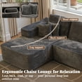 thumbnail image 5 of Ovios 133" Oversized Modular Sectional Sofa U-Shaped Corduroy Couch with Chaise & Ottoman Deep-Seat Sofa Set for Living Room, Gray, 5 of 10