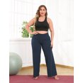 thumbnail image 2 of HDE Women's Plus Size Yoga Pants High Waisted Wide Leg Leggings Navy Blue 3X, 2 of 6