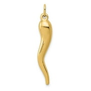 Finest Gold 14K Yellow Gold 3D Italian Horn Charm