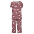 thumbnail image 4 of Tnhcen Women's Summer Floral Print Henley Sleepwear Set - Button-Up Short Sleeve Top Capri Pants with Side Pockets Stretchy Pajamas Set Loungewear (S-3XL), 4 of 7