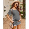 thumbnail image 3 of Oudiya Women Maternity Tops Short Sleeve Nursing Shirts Double Layer Breastfeeding Blouse Pregnancy Clothes S-XXL, 3 of 7