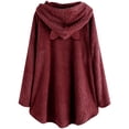 thumbnail image 1 of Vestido largo con capucha para mujer, bonito patrón de invierno con orejas de gato, forro polar borroso con capucha, vestido de manta, Tops de felpa para chicas adolescentes Pompotops gfhjh14238, 1 of 4