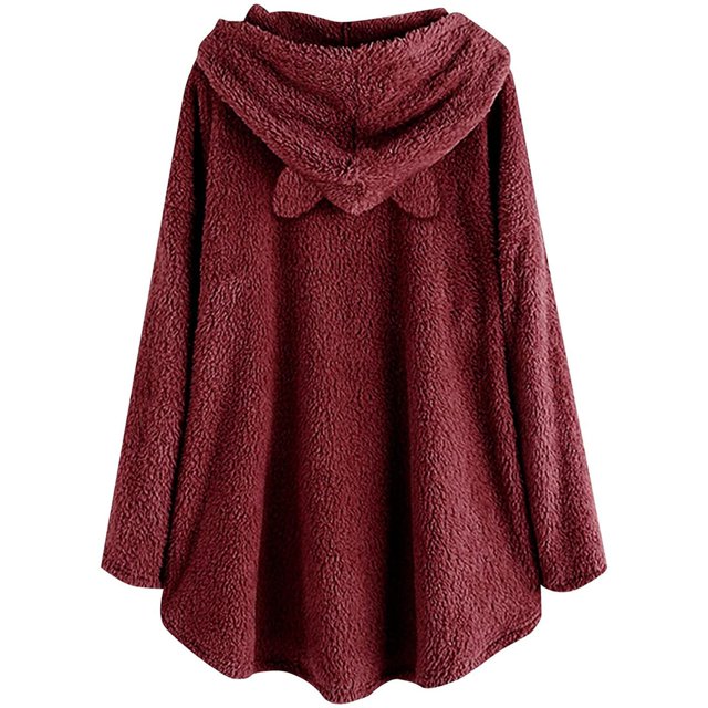 Vestido largo con capucha para mujer, bonito patrón de invierno con orejas de gato, forro polar borroso con capucha, vestido de manta, Tops de felpa para chicas adolescentes Pompotops gfhjh14238