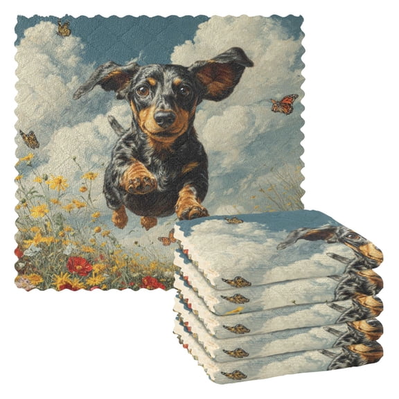 6 Pieces of Kitchen Towels 11x11Inch Kitchen Dish Cloths Kitchen Dish Towels Reuseable Cleaning Cloths Black Dog