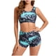 thumbnail image 1 of Trajes de baño para mujer, Trajes de baño para mujer, Traje de baño de dos piezas con shorts deportivos estampados de esquina plana para mujer, Traje de baño de poliéster para mujer, 1 of 3