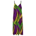 thumbnail image 6 of Violet And Green Festive Mardi Gras Carnival Palm Leaves Sleeveless Dress Women's Evening Dress Womans Clothing, 6 of 9