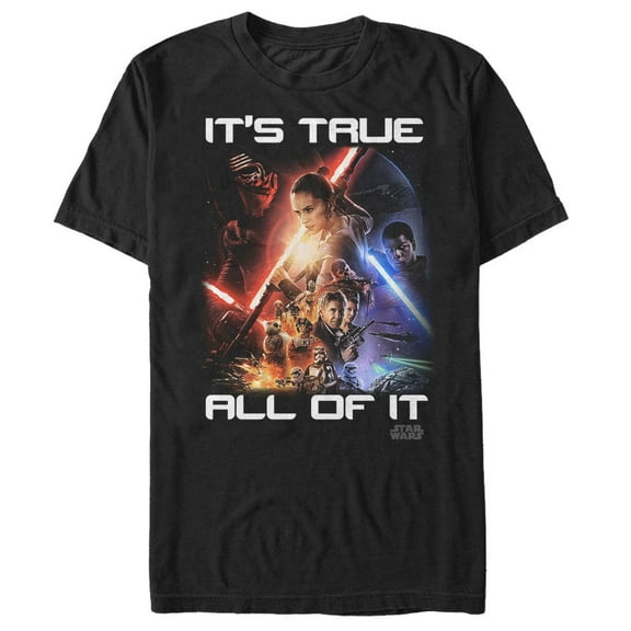 Men's Star Wars The Force Awakens Poster It's True All of It Graphic Tee Black 2X Large