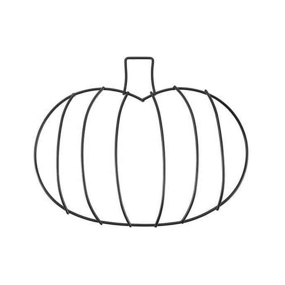 Metal Pumpkin Wreath Frame, 3D Hollow Pumpkin Wire Form with Hanging Ring for DIY Halloween, Autumn and Harvest Door Wall Decor