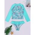 thumbnail image 6 of MSemis Girls Mermaid Swimsuit 2-Pieces Rash Guard Sets Bathing Suit, Size 3T-16 Green Flowers 6, 6 of 6