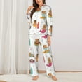 thumbnail image 2 of Pajama Sets for Women 2 Pcs, Beach Capybaras Button Down Long Sleeve Sleepwear Lounge PJ Sets, 2 of 6