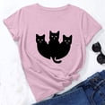 thumbnail image 2 of Camiseta de manga corta con estampado de animales y cuello redondo suelto a la moda de verano para mujer Pompotops hfajkhk134263, 2 of 7