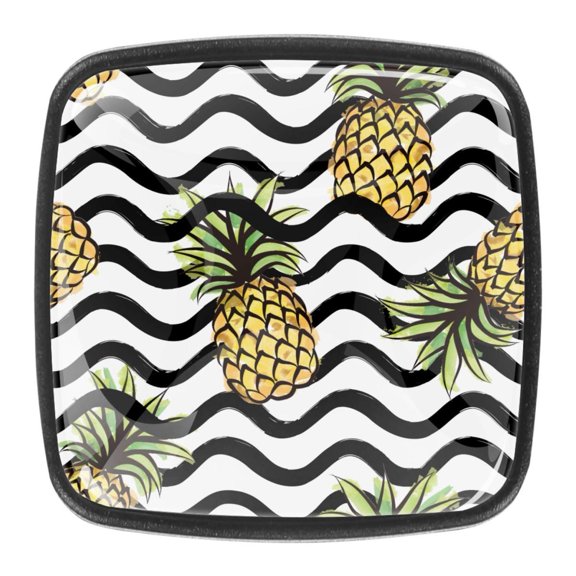 4 Pcs Square Cabinet Handle Cupboard Knob Drawer Pulls Handle Pineapple Drawer Knobs with Screws Furniture Decoration