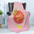 thumbnail image 4 of Girl Slogan Soft Flannel Fleece Throw Blanket, Circle Wavy Strikes Details with a Crown Illustration Girl Power, Cozy Plush for Indoor and Outdoor Use, 70" x 90", Multicolor, by Ambesonne, 4 of 5