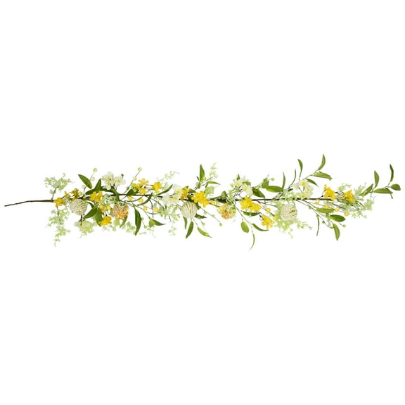 Northlight Berry and Thistle Floral Spring Artificial Garland Yellow 5 ft