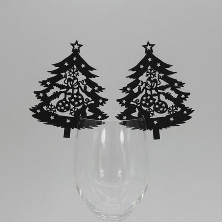 New 50 Pcs Christmas Tree Wine Glass Paper Card for Wedding (Best White Wine For Wedding)