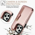 thumbnail image 3 of Cutyskin for iPhone 15 Pro Wallet Case【RFID Blocking】 with Card Holder Cash Pocket Zipper Bills Slot, Soft PU Leather Magnetic Back Folio Kickstand, Finger Ring Holder Hook Phone Case, Rosegold, 3 of 9