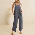 thumbnail image 5 of Women's Casual Loose Bib Jumpsuit Wide Leg Sleeveless Pocket Overall Romper, 5 of 6