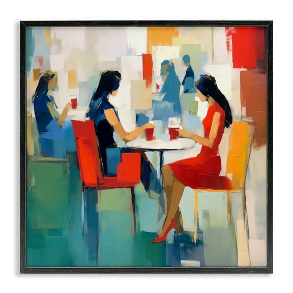 Stupell Industries Restaurant View Abstraction People Painting Black Framed Art Print Wall Art, 12 x 12