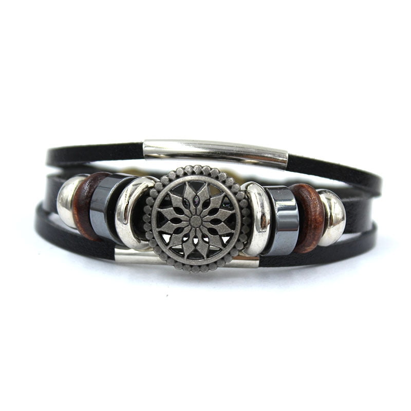 New Unisex Genuine Leather Flower Bracelet Great Valentine's Day Gifts For Men, Women, Teens, Boys, Girls