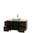 thumbnail image 2 of Centra 48 inch Single Bathroom Vanity in Espresso, White Carrera Marble Countertop, Pyra Bone Porcelain Sink, and No Mirror, 2 of 7