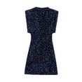 thumbnail image 5 of JGGSPWM Sparkle Dress for Women Sequin Holiday Dresses Trendy Sparkly Mini Dress Round Neck Dresses for Women Party Night Blue S, 5 of 9